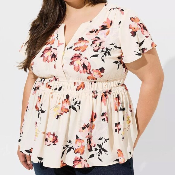 Torrid Babydoll Flutter Sleeve Blouse - Picture 1 of 6
